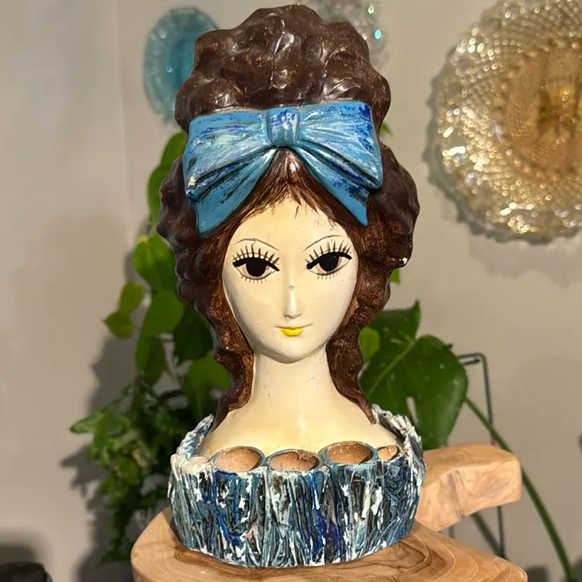 Mid-Century Papier-Mâché Lady Lipstick Holder