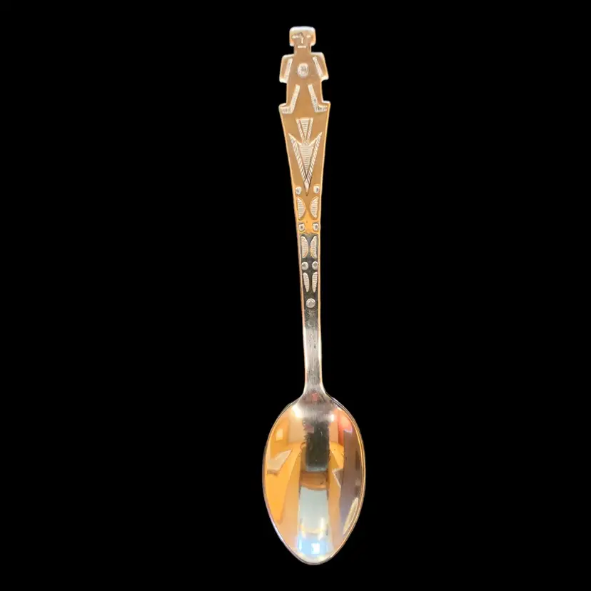 Vintage Old Pawn Spoon Sterling Medicine Man Signed Native American 3.75” 8.37g
