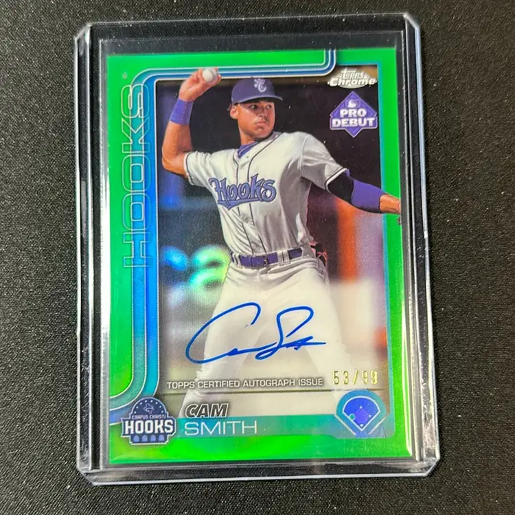 Cam Smith 2025 Topps Pro Debut Chrome Green Refractor Auto /99 Houston Astros