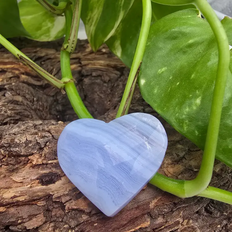 Blue Lace Agate Heart ~ Polished Crystals