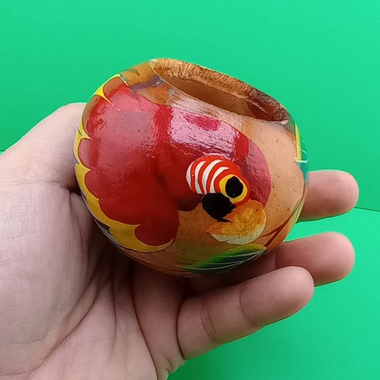 Handpainted mini bowl w parrot