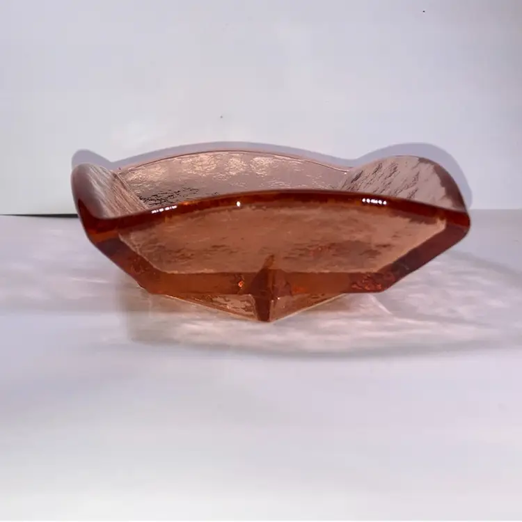 Fire And Light Recycled Glass Copper Orange Jewelry Cache Trinket Dish