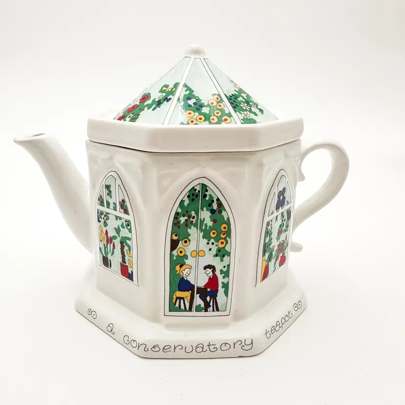 A Conservatory Teapot English Life Teapots by Wade England 5" x 5" Bottom Edge Chip B25