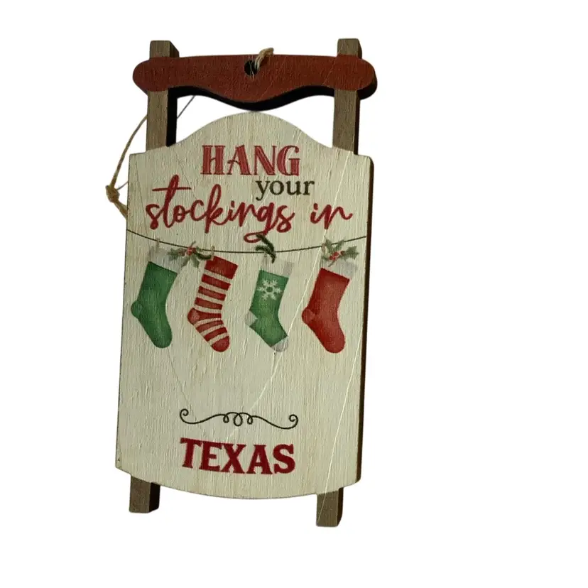 Adorable Hanging Your Stocking On Clothesline Texas Christmas Ornament
