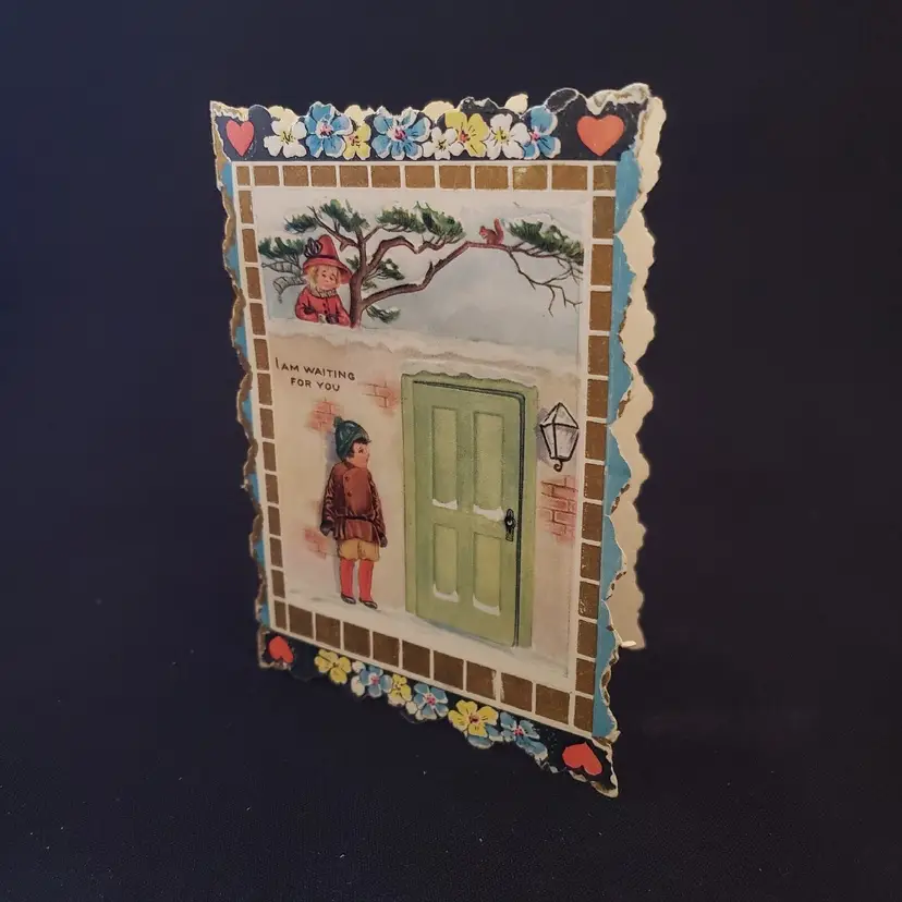 Vintage Die Cut Valentines Day Card Whitney Made - I Am Waiting For You - 1920's