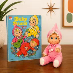 Vintage Mattel Baby Beans Doll Pink Outfit w 1973 Whitman Coloring Book Set Cute Retro Toy