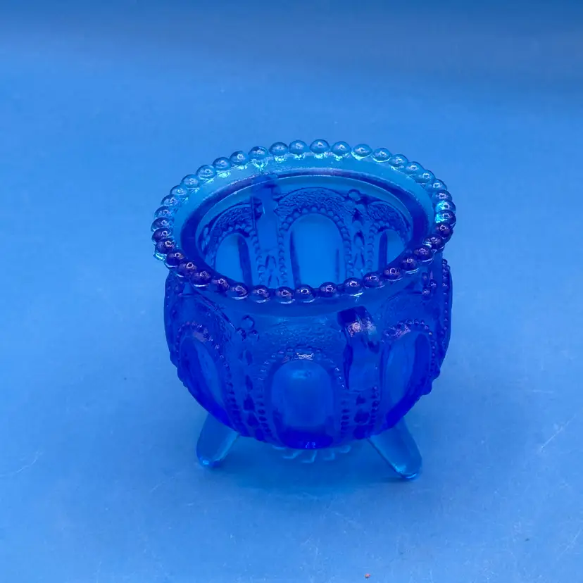 Vintage Degenhart Blue Glass Gypsy Pot Toothpick Holder