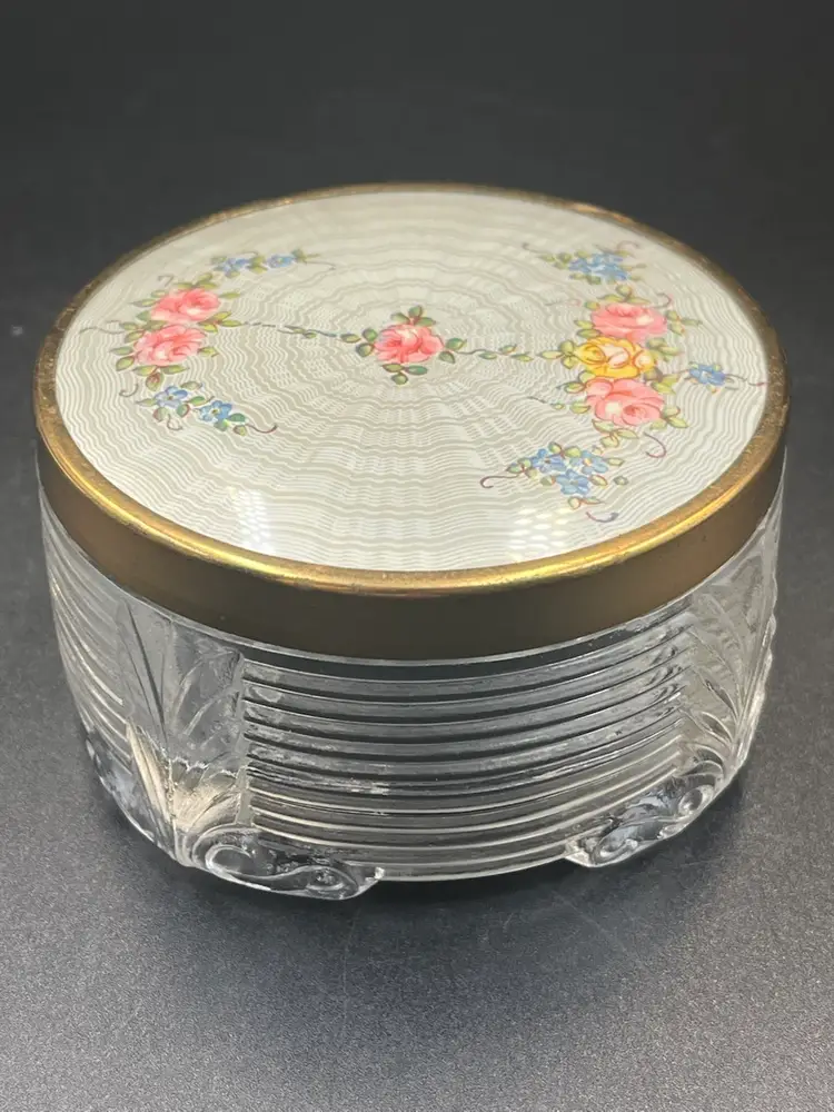 Art Deco Glass Vanity Powder Jar