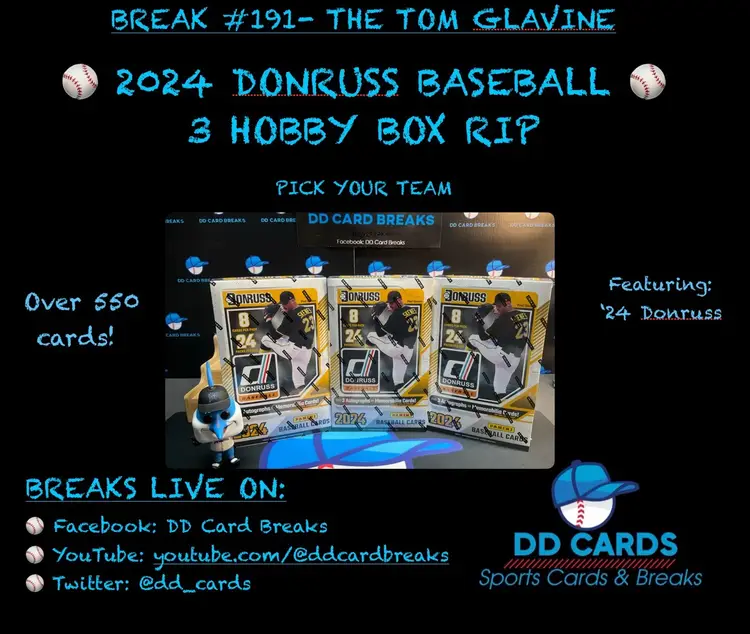 8/2- Rip #191- 2024 Donruss Baseball 3 Hobby Box Rip