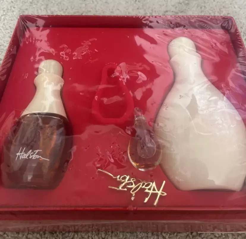 Never Opened Vintage HALSTON Cologne/ Parfume  1.7 & Lotion 6.7 + Elsa Peretti Mini Parfume Set New Old Stock