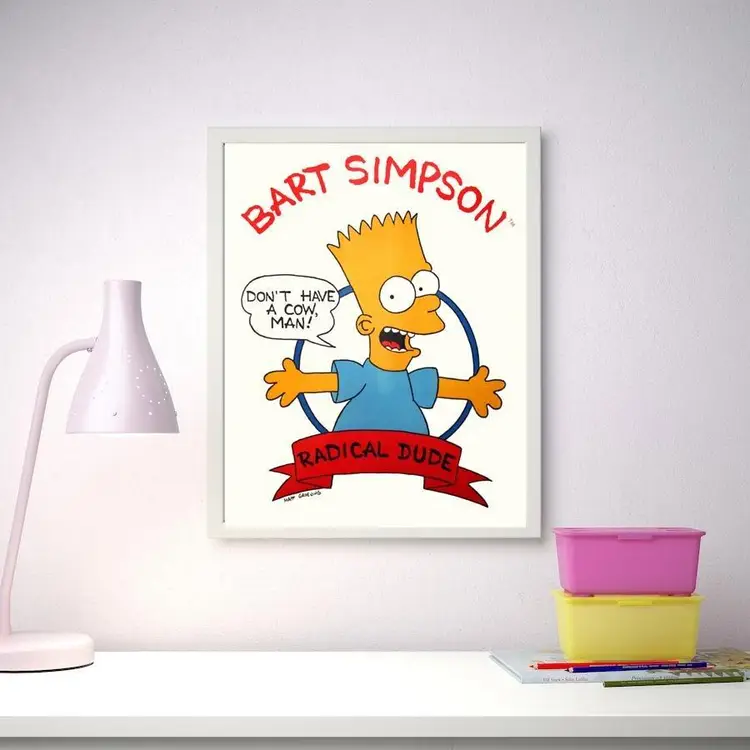 16 x 20 In, Original  Vintage 1990 "Bart Don´t Have a Cow, Man!" Simpsons Poster, Rare & Very Collectible