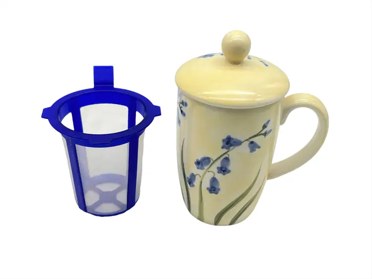 Whittard of Chelsea Ceramic Coffee /Tea, Mug, Lid, Infuser  Bluebells, Amaranta