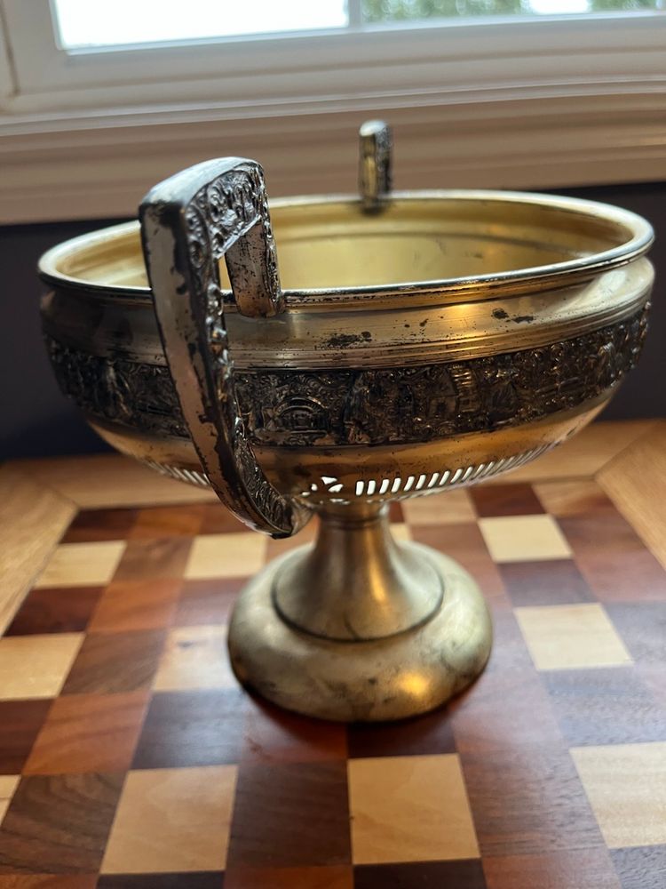 Friedman Bowl, Silverplated Bowl, Dutch Scenes Bowl, Double Handled Centerpiece