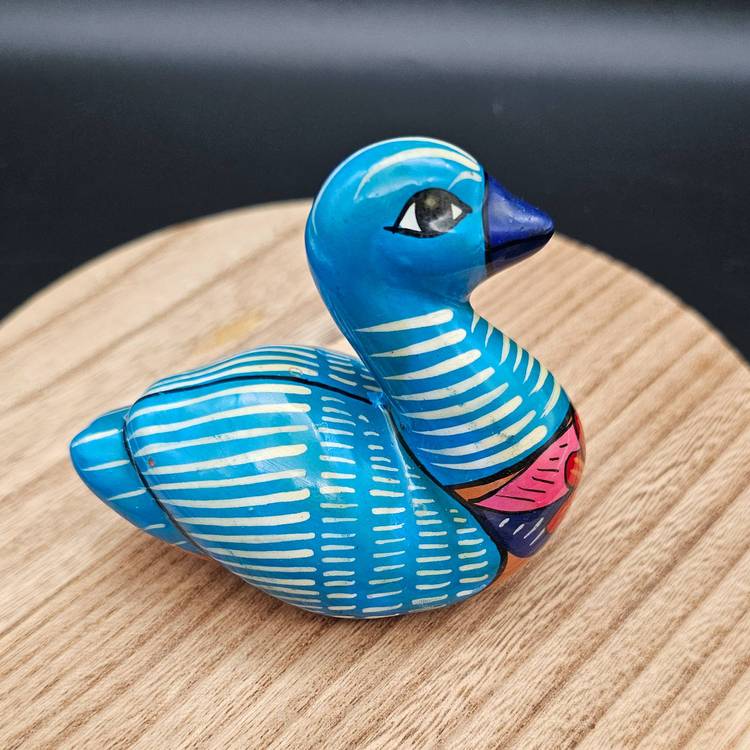 Vintage Mexican Folk Art Pottery Hand Painted Dove Bird Figure Unsigned