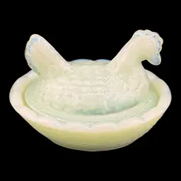 Jadeite Hen On Nest Salt Cellar 2.5”