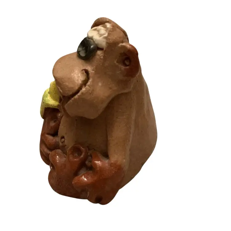 Nancy Hicks Whimsical Pottery Monkey Holding Banana