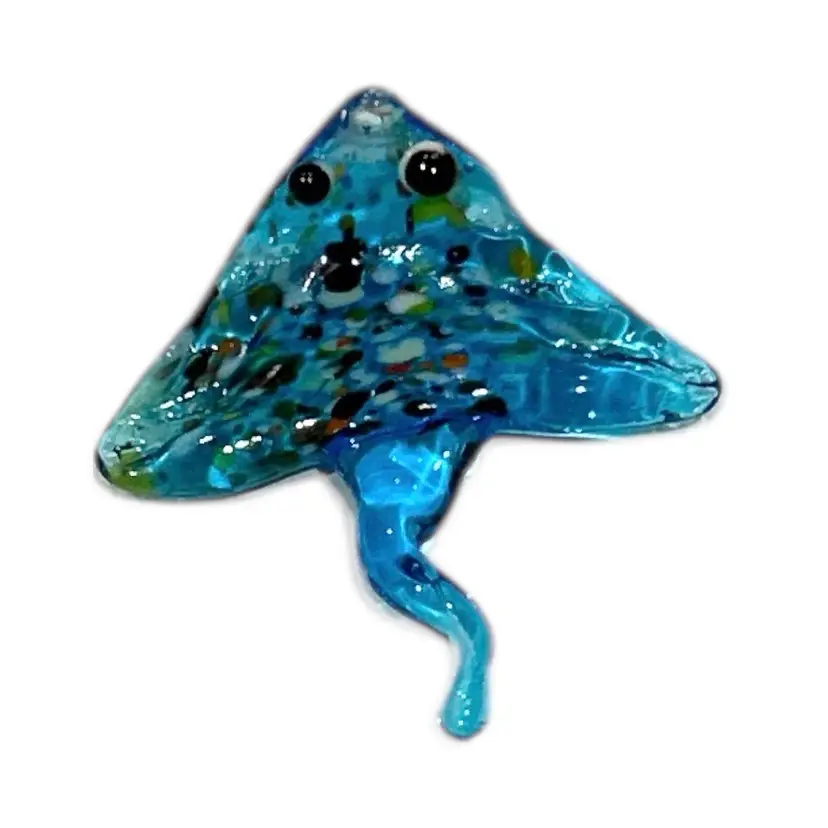 Mini Handblown Blue Stingray Art Glass Figurine