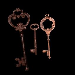 Set Of  Three Old Vintage / Antique Skeleton Keys . Great For Collecting Or Craft Etc .