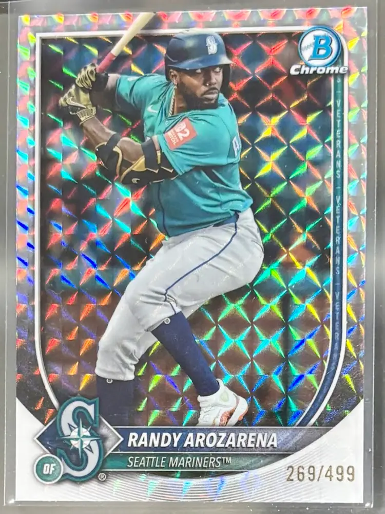 2025 Bowman Chrome Randy Arozarena Geometric Refractor Parallel /499 Seattle Mariners