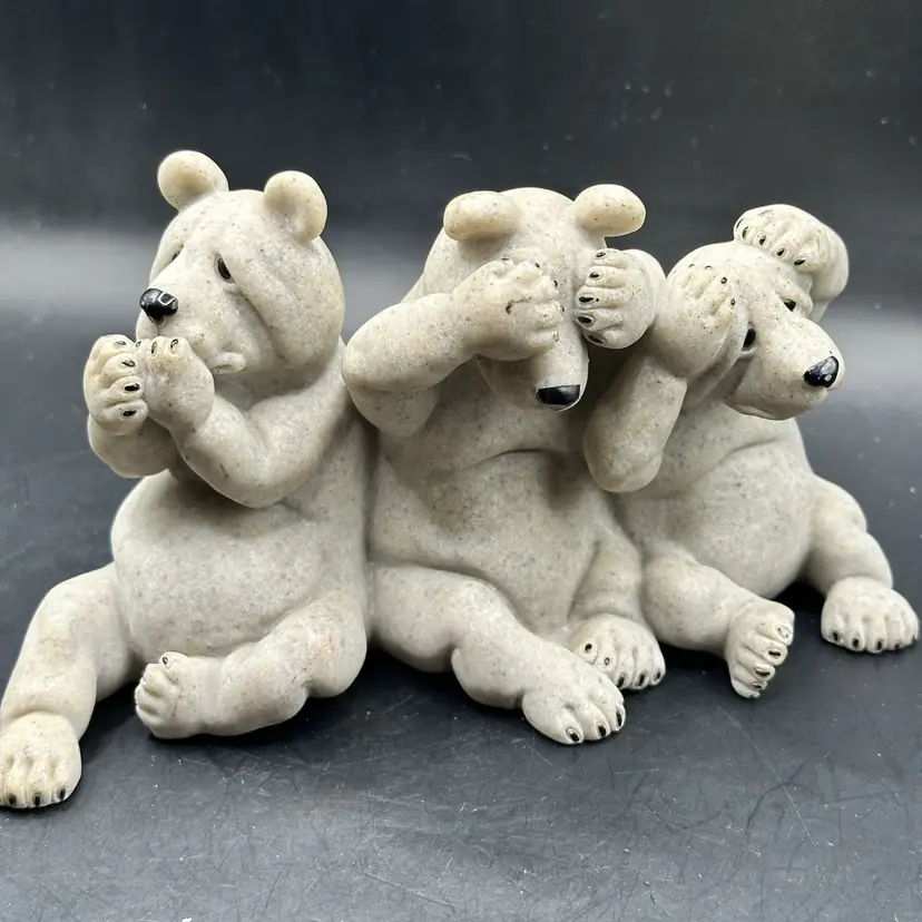 2001 Second Nature Design Quarry Critters See No Evil Uh Oh 45416 Bear Figurines