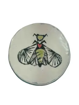 Moth Ceramic Trinket Dish Hobbyist Signed Dated