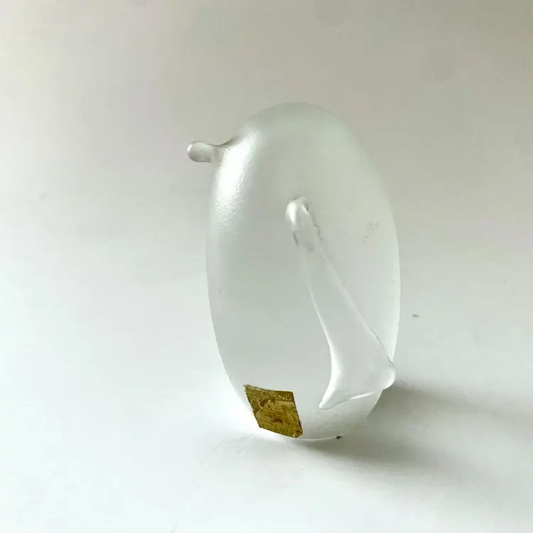 Hadeland Penguin Paperweight Frosted Glass Crystal Norway Signed