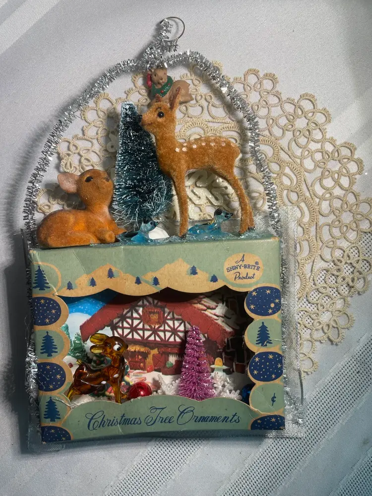 Shiny Brite Box Assemblage