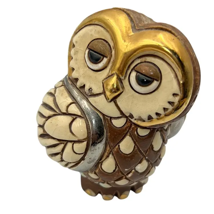 Artesania Rinconada Owl W Gold & Silver 3.5” x 3”