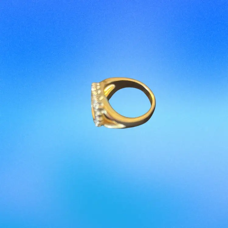 18 Karat Gold Filled Cherub Green With Crystals Size 8 1/2