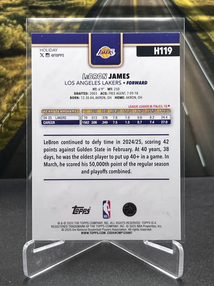 LeBron James 2025 Topps Holiday Blue Glitter