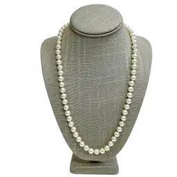 Classic Faux Pearl Glass Beaded Elegant Single Strand Necklace