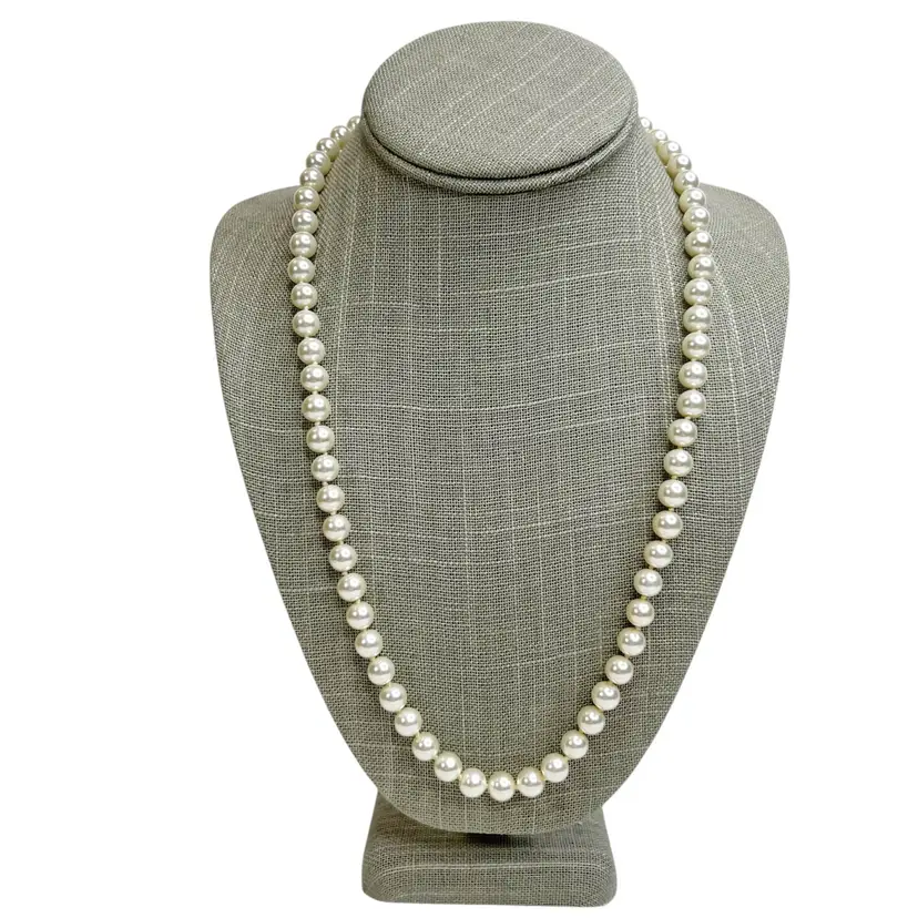 Classic Faux Pearl Glass Beaded Elegant Single Strand Necklace