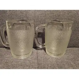 Vintage Malaysia Textured Glass Beer Mugs Set