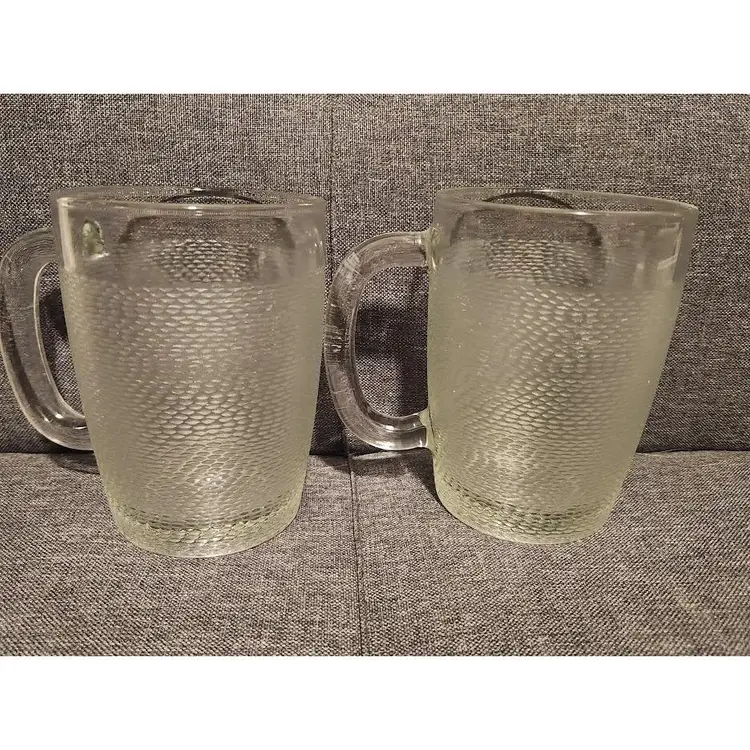 Vintage Malaysia Textured Glass Beer Mugs Set