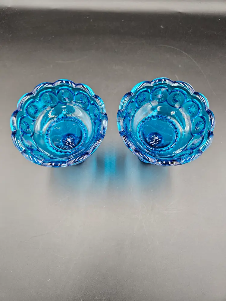 LE Smith Moon and Stars Blue Candle Stick Holders