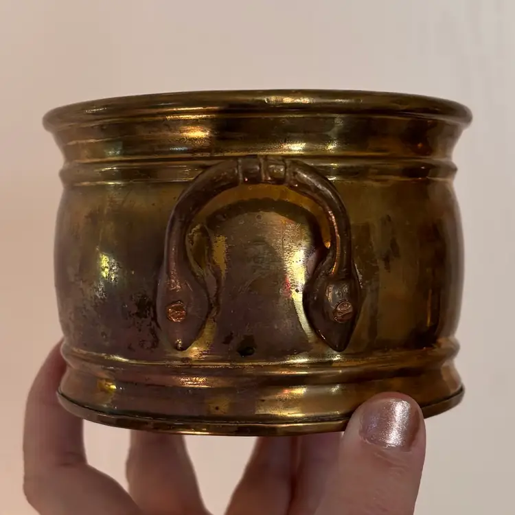 Vintage Small Brass Handled Planter Pot