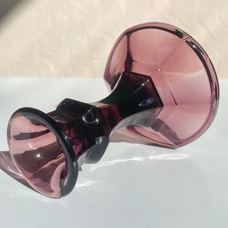 Vintage Amethyst Purple Glass Taper 4" Candle Holder