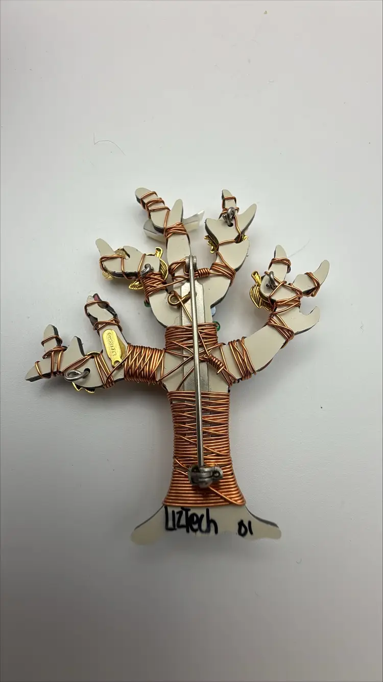 Vintage Liztech Tree of Life Brooch Handmade