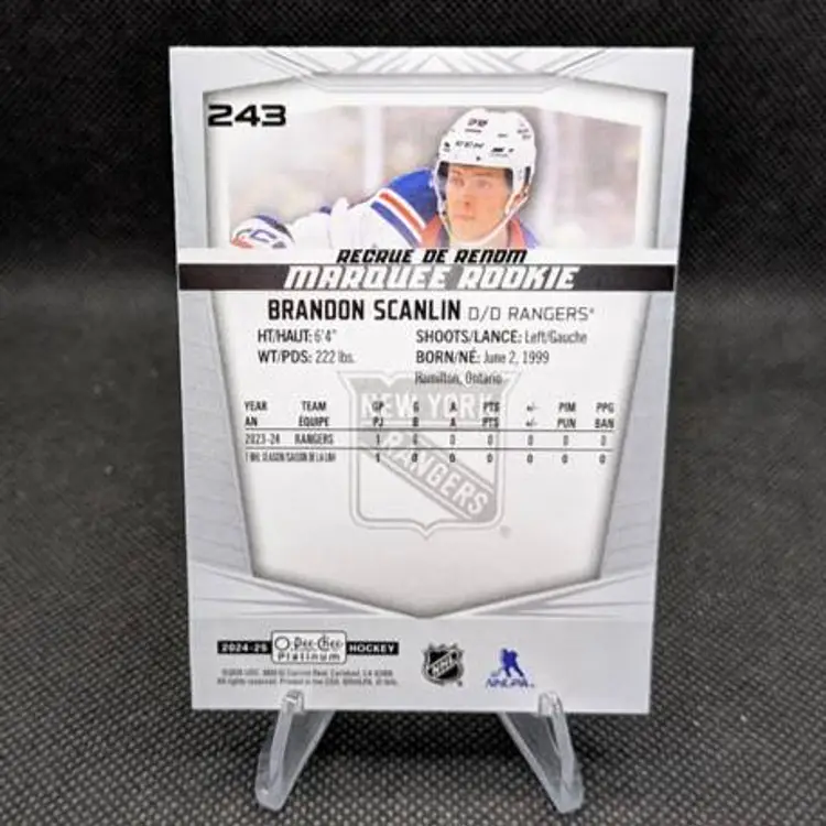 Brandon Scanlin 2024-25 O-Pee-Chee Platinum Marquee Rookie RC #243 - New York Rangers