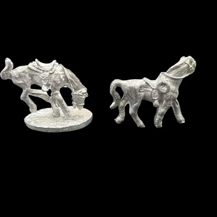 Pair Of Miniature Pewter Horse Figurines