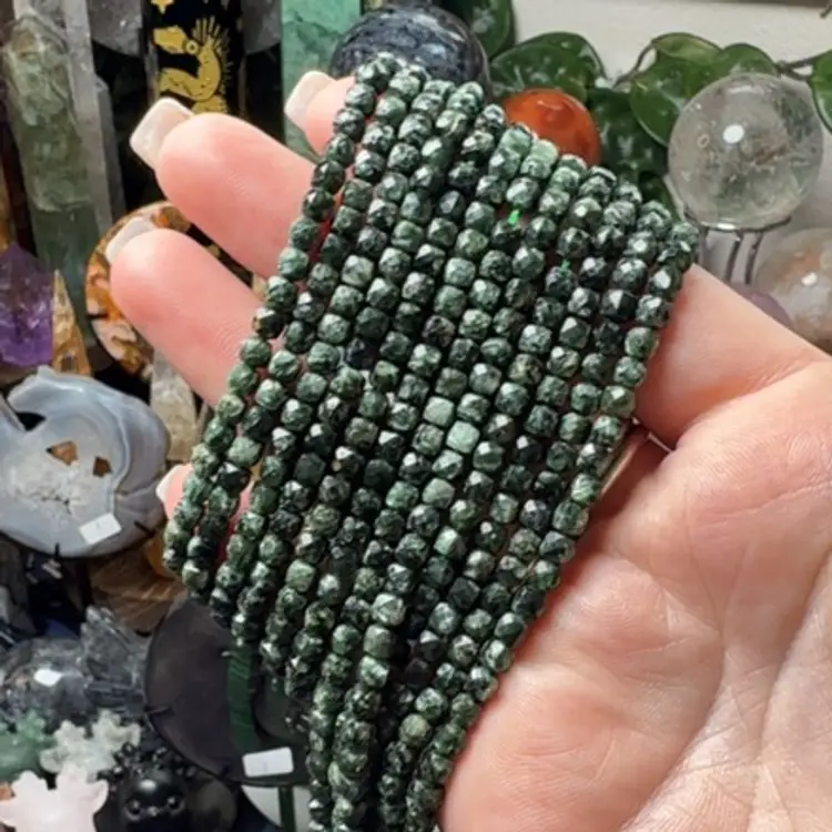 Serephanite 4mm Faceted Cube Bracelet