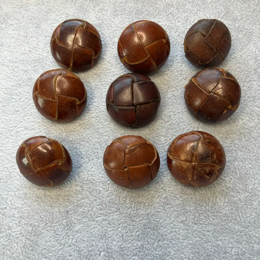 Set Of 9 Vintage Leather Buttons With Shank Loop 1”