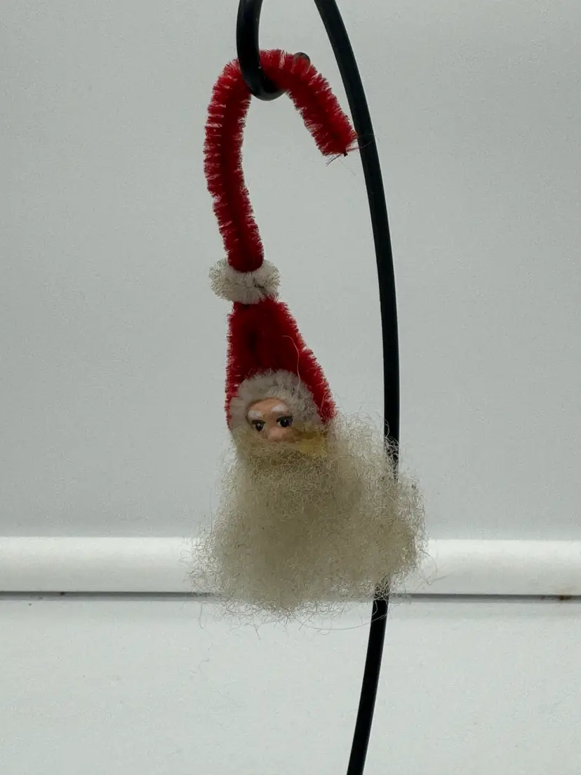 Vintage Chenille Pipe Cleaner Santa Claus Ornament 
