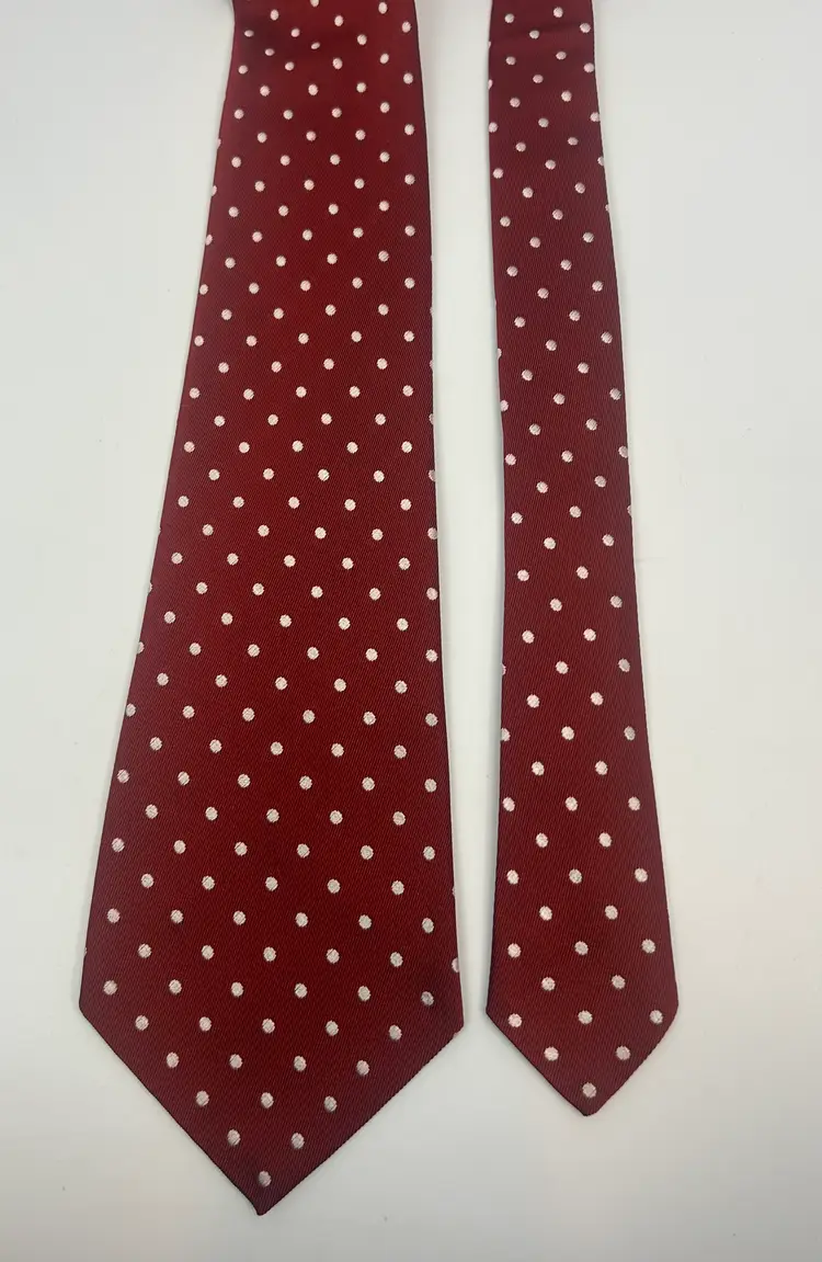 Vintage Elby's Men Shop Dark Red with White Polka Dot Design Wide Tie 55" x 4.25"