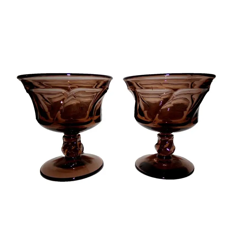 Fostoria Jamestown Brown Champagne Sherbet Glasses/Cups 147446, MCM