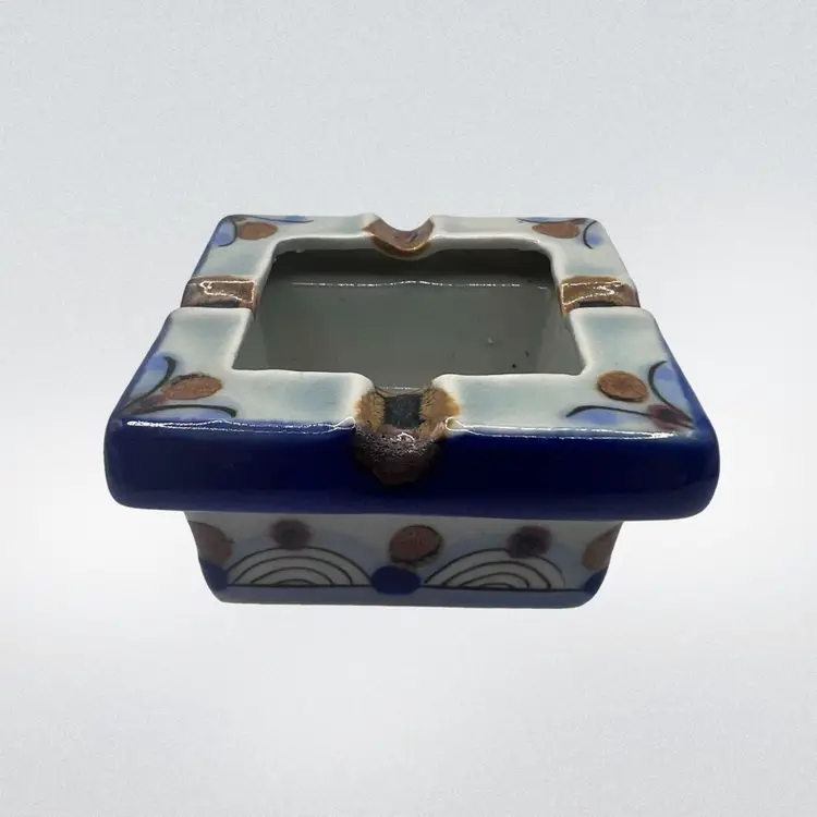 Vintage El Palomar Mexico Pottery Ashtray W/ Animal Mark 1.75”x 3.5”x 3.5”