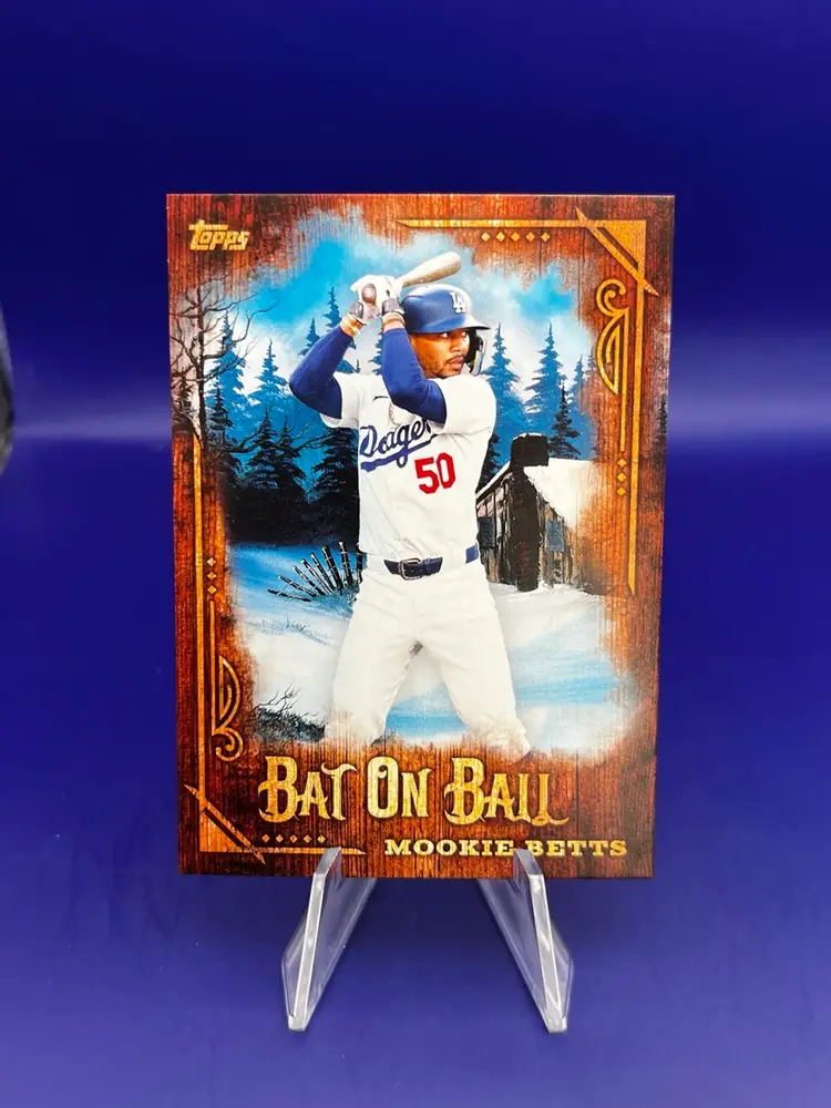 Mookie Betts 2025 Topps X Bob Ross Joy Of Baseball Bat On Ball Insert Los Angeles Dodgers