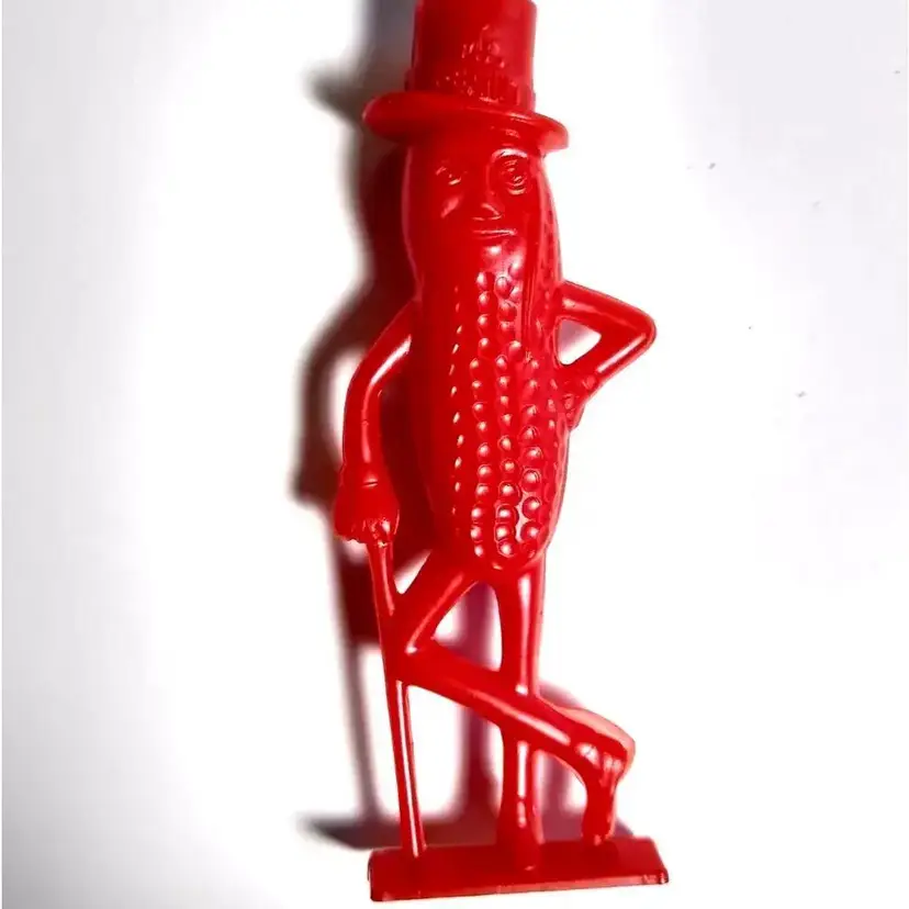 Planters Mr. Peanut Red Toy Whistle Original Plastic Figure 1950s Vintage Retro Cool