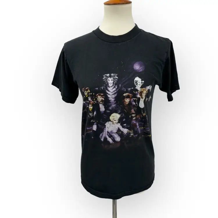 Vintage Cats The Musical Broadway Black T-Shirt Graphic Tee 1981 Broadway