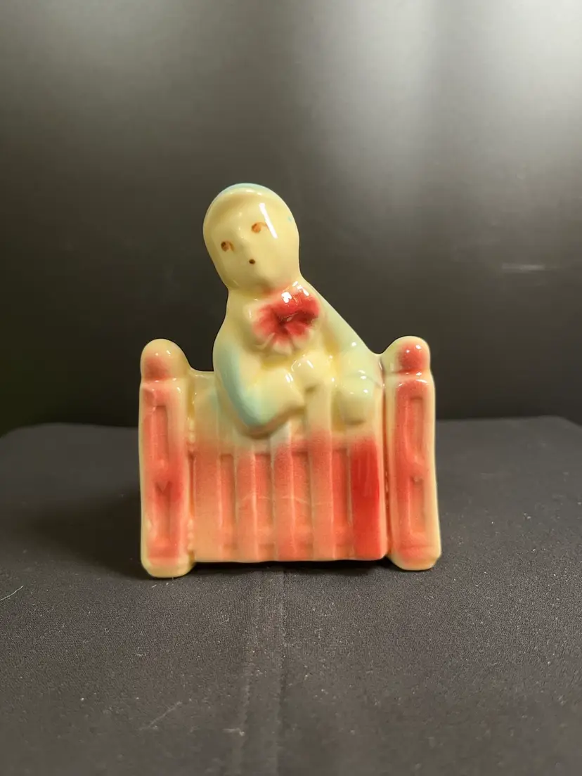 Shawnee Pottery-Boy on Fence Planter-Lot 56